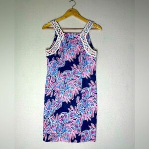Lilly Pulitzer size 4 dress navy with pink, blue, and white pattern